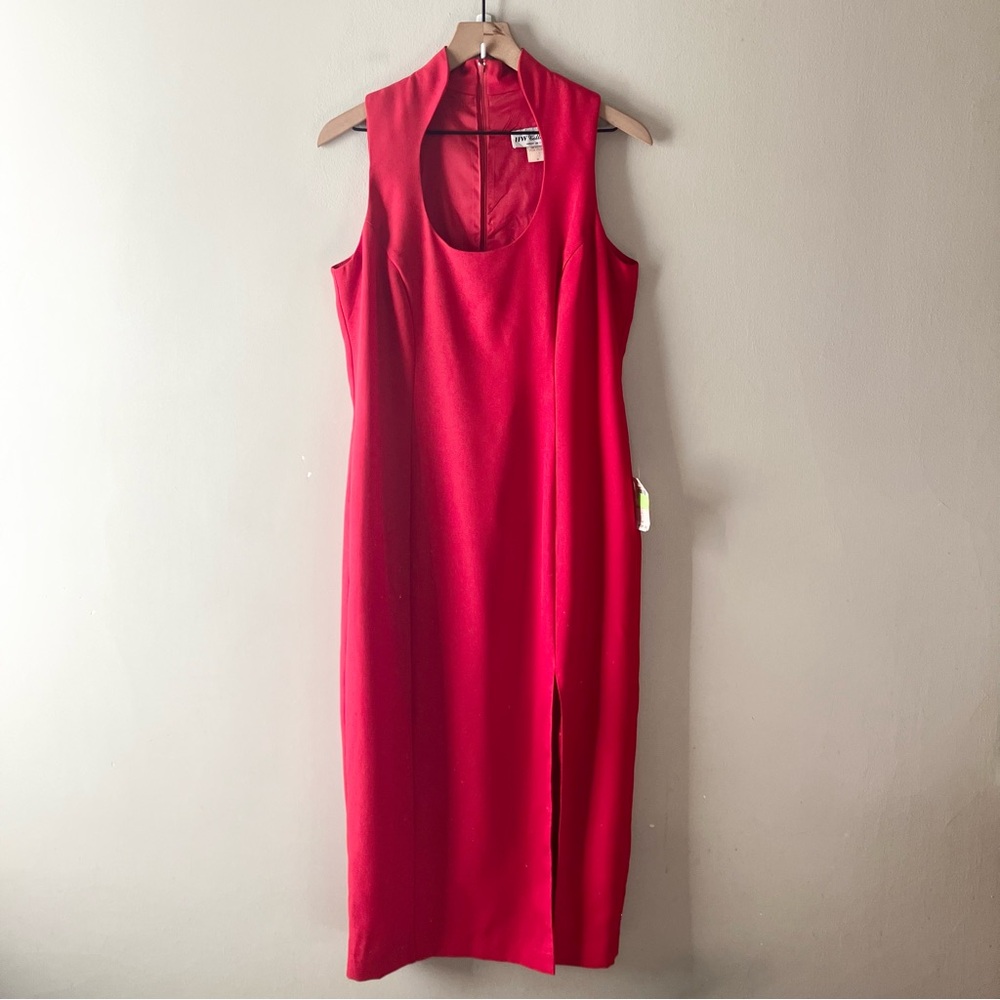 VINTAGE High Neck Keyhole Slit Formal Dress